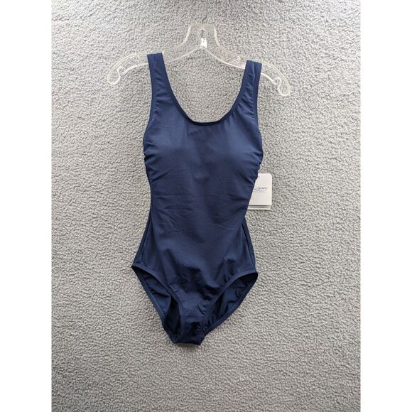 NWT Dolfin Aquashape Women's Moderate Scoop Back Navy One Piece Swimsuit sz 6 - Picture 1 of 9